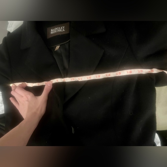 Black Badgley Mischka Full-Length Wool Coat - Picture 4 of 7